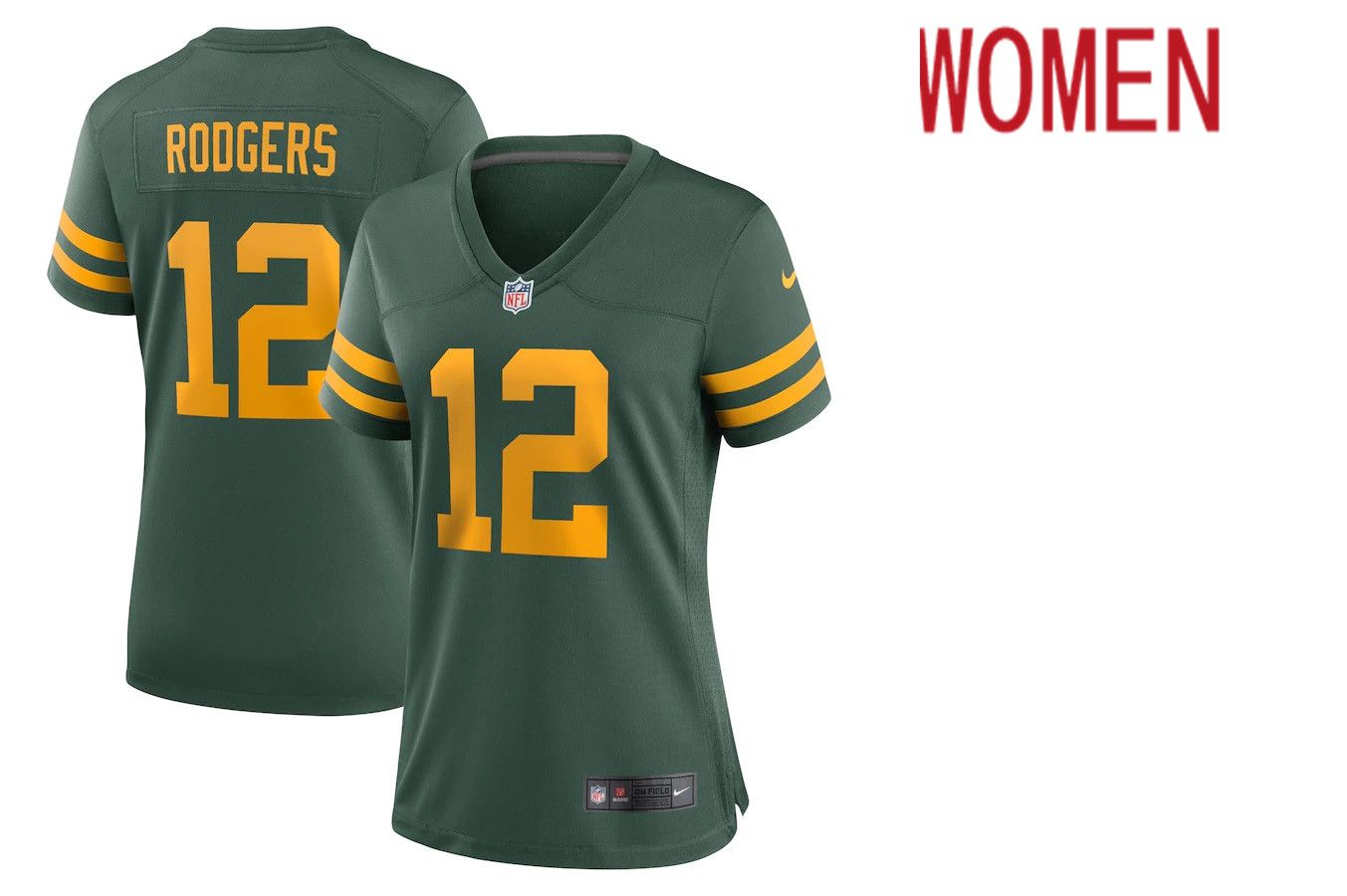 Women Green Bay Packers #12 Aaron Rodgers Nike Green Alternate Game Player NFL Jersey